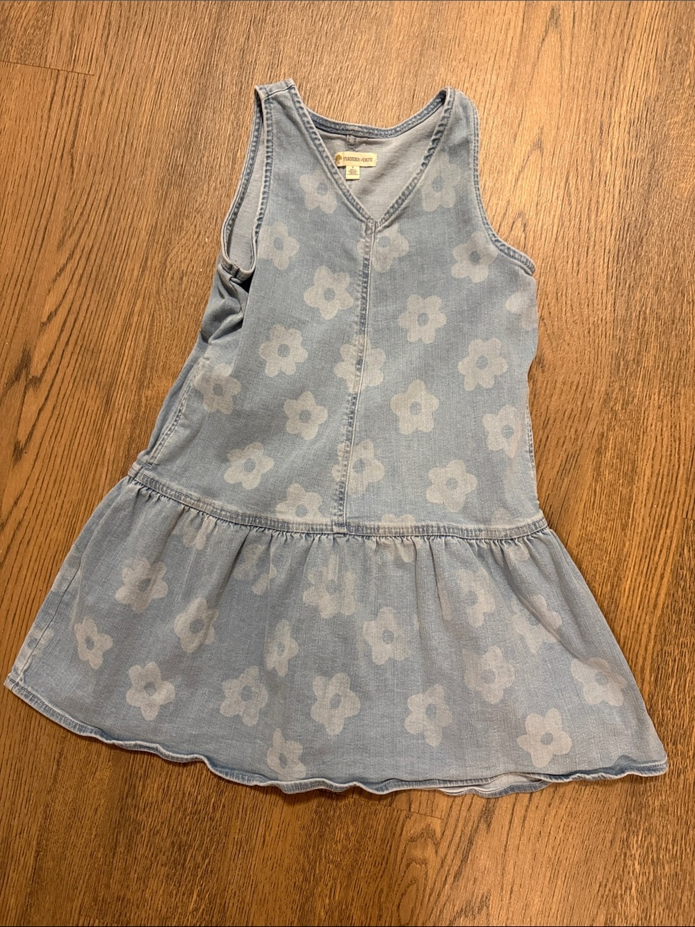 Tucker + Tate Girls Floral Denim Dress Blue & White Girls 8 NWOT